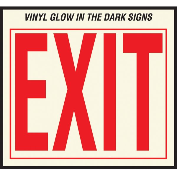 Hy-Ko Exit (8In Letters) Phosphorescent Vinyl Sign 10" x 12", 10PK A11119